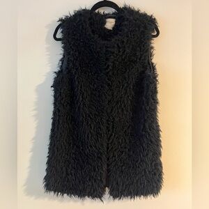 Black Faux Fur Sleeveless Vest